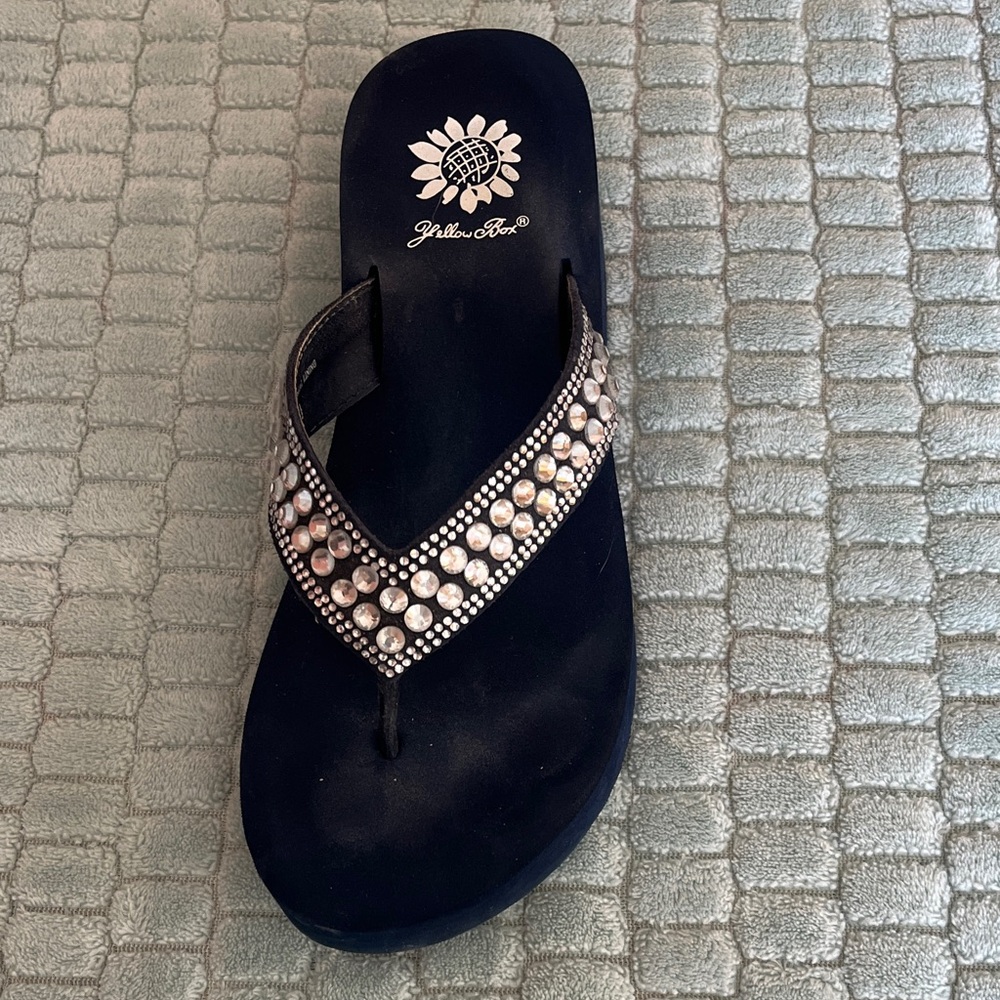 Yellow Box Women's Navy and Silver Sandals